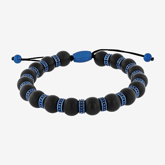 Mens Genuine Black Onyx Beaded Bracelet