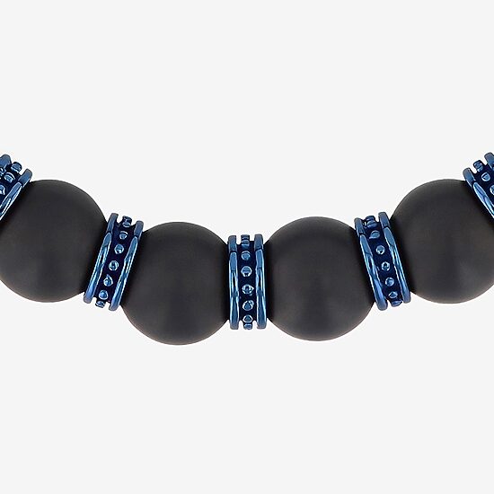 Mens Genuine Black Onyx Beaded Bracelet