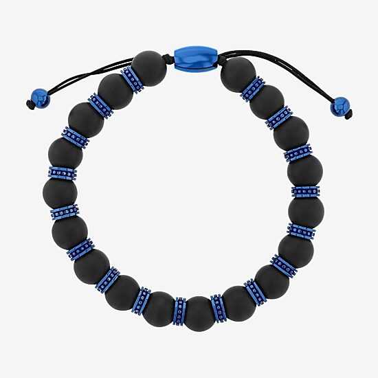 Mens Genuine Black Onyx Beaded Bracelet