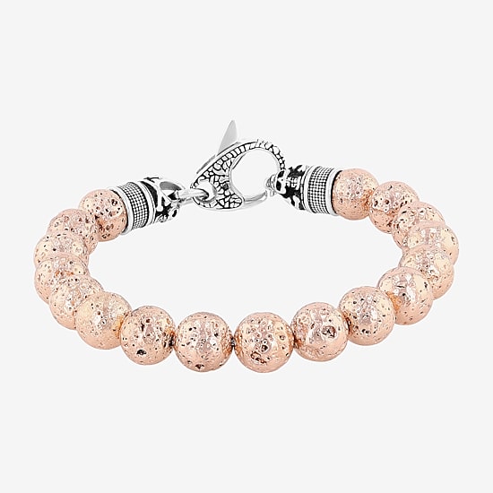 Mens Lava Bead Beaded Bracelet