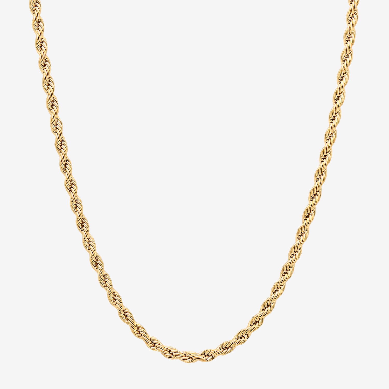 Mens Yellow Stainless Steel Solid Rope Chain Necklace
