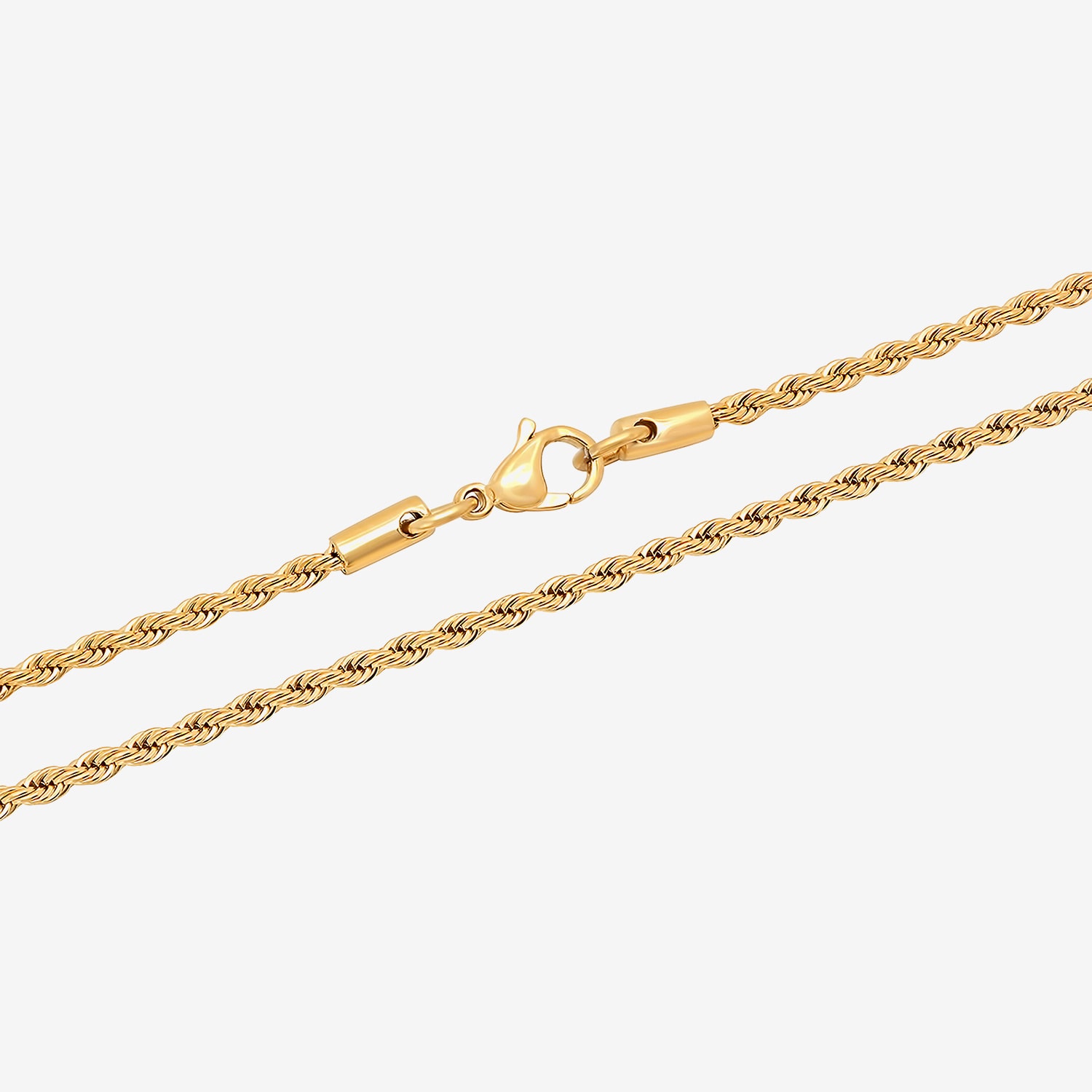 Mens Yellow Stainless Steel Solid Rope Chain Necklace