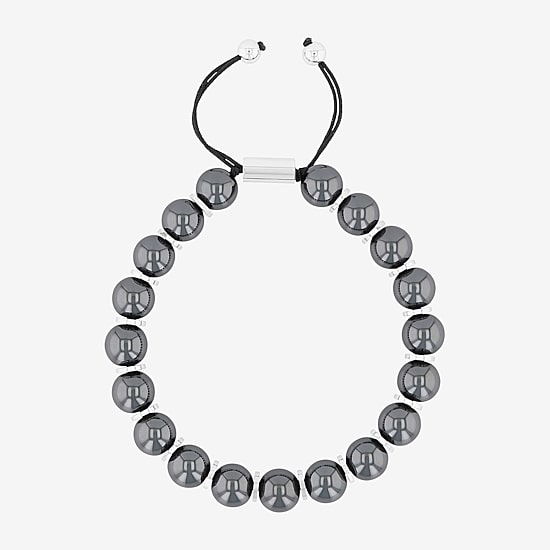 Mens  Stainless Steel Genuine Stone Beaded Bolo Bracelet