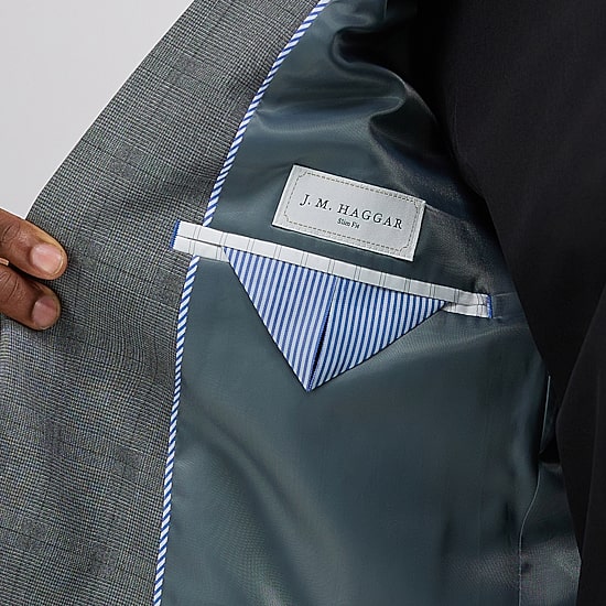 Haggar JMH Glen Mens Stretch Fabric Slim Fit Plaid Suit Jacket