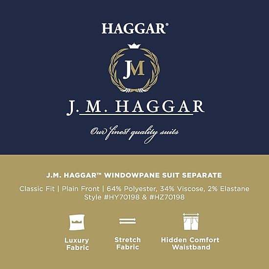 Haggar JMH Tailored Windowpane Mens Modern Fit Windowpane Flat Front Suit Pant