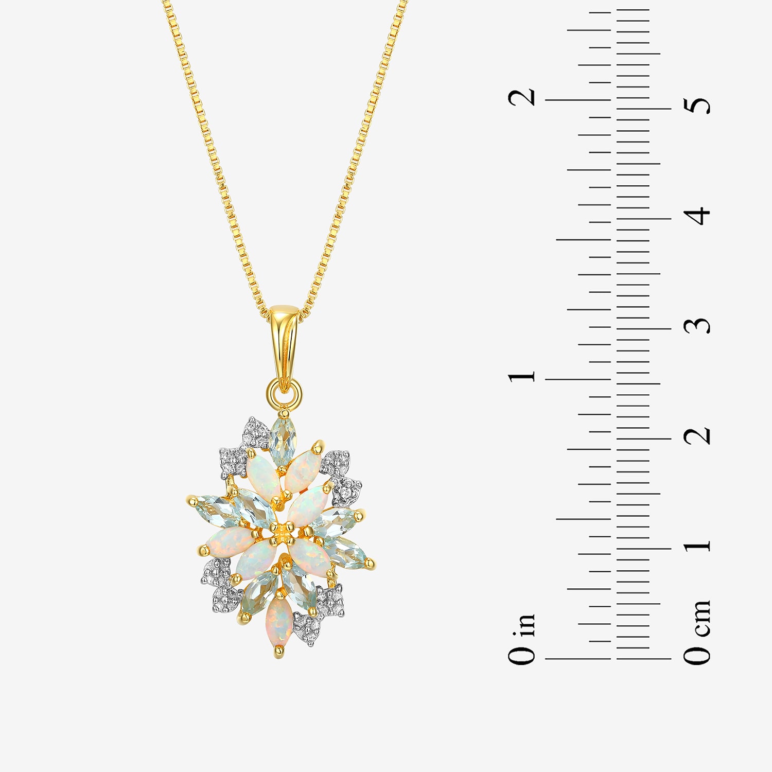 Womens Lab Created White Opal 18K Gold Over Silver Flower 18 Inch Pendant Necklace