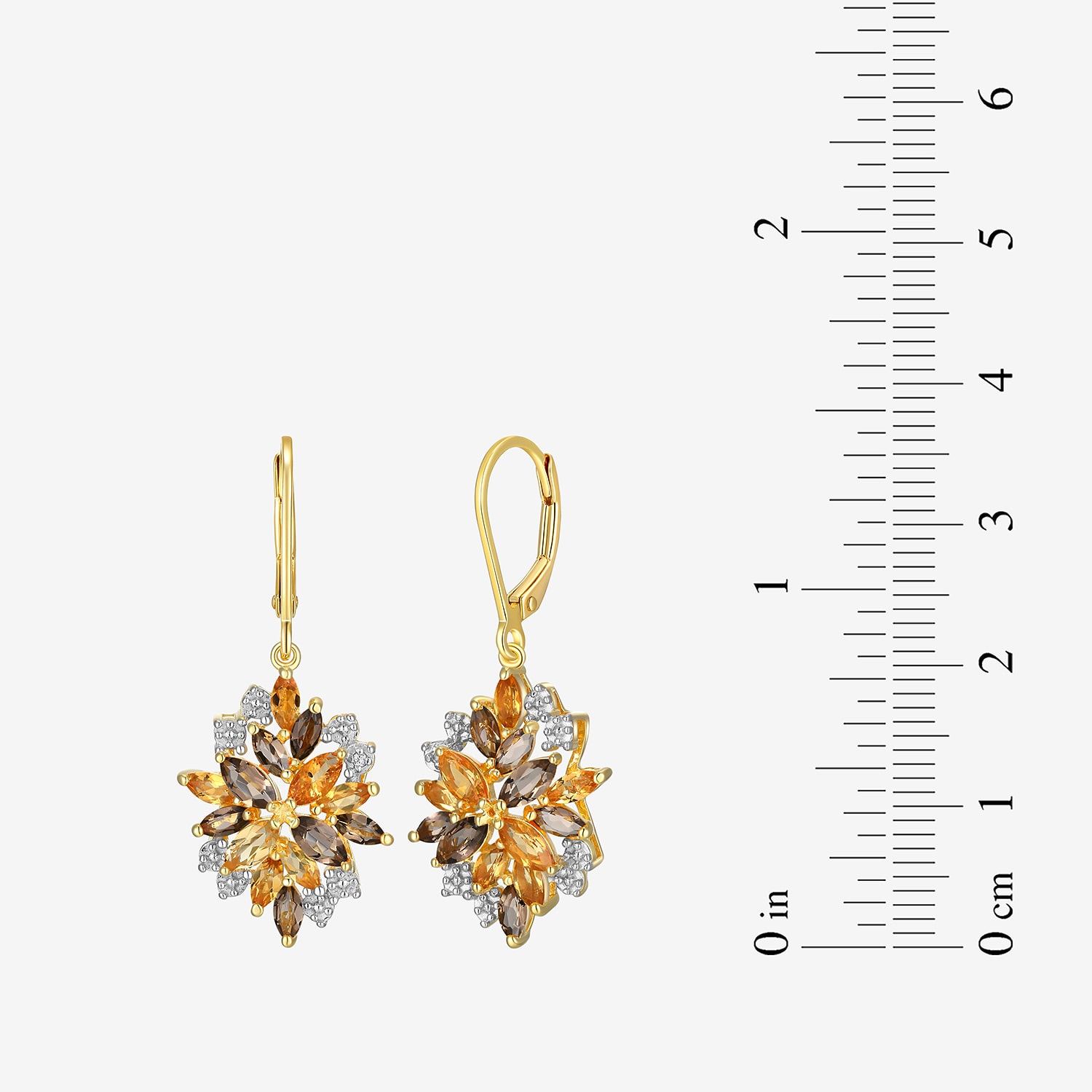 Womens Yellow Citrine 18K Gold Over Silver Flower Drop Earrings