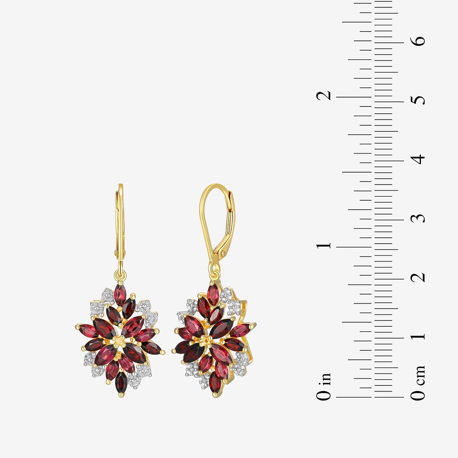 Womens Genuine Red Garnet 18K Gold Over Silver Drop Earrings