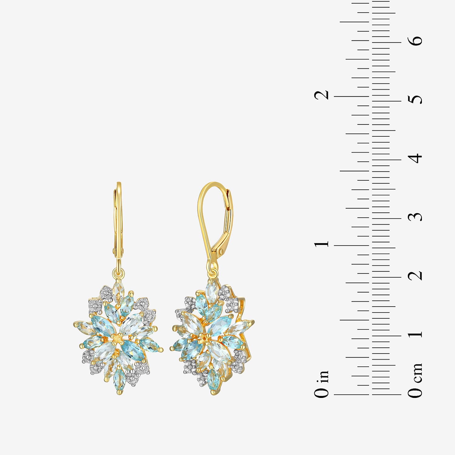 Womens Genuine Blue Topaz 18K Gold Over Silver Drop Earrings