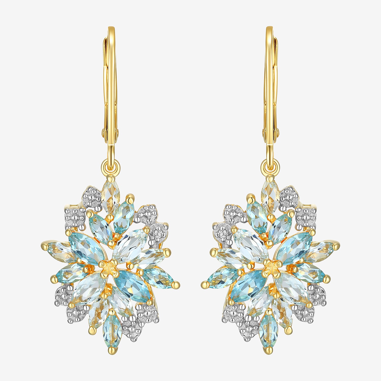 Womens Genuine Blue Topaz 18K Gold Over Silver Drop Earrings