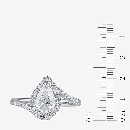 (G / I1) Womens 1 1/2 CT. T.W. Lab Grown White Diamond 10K Gold Oval Halo Engagement Ring