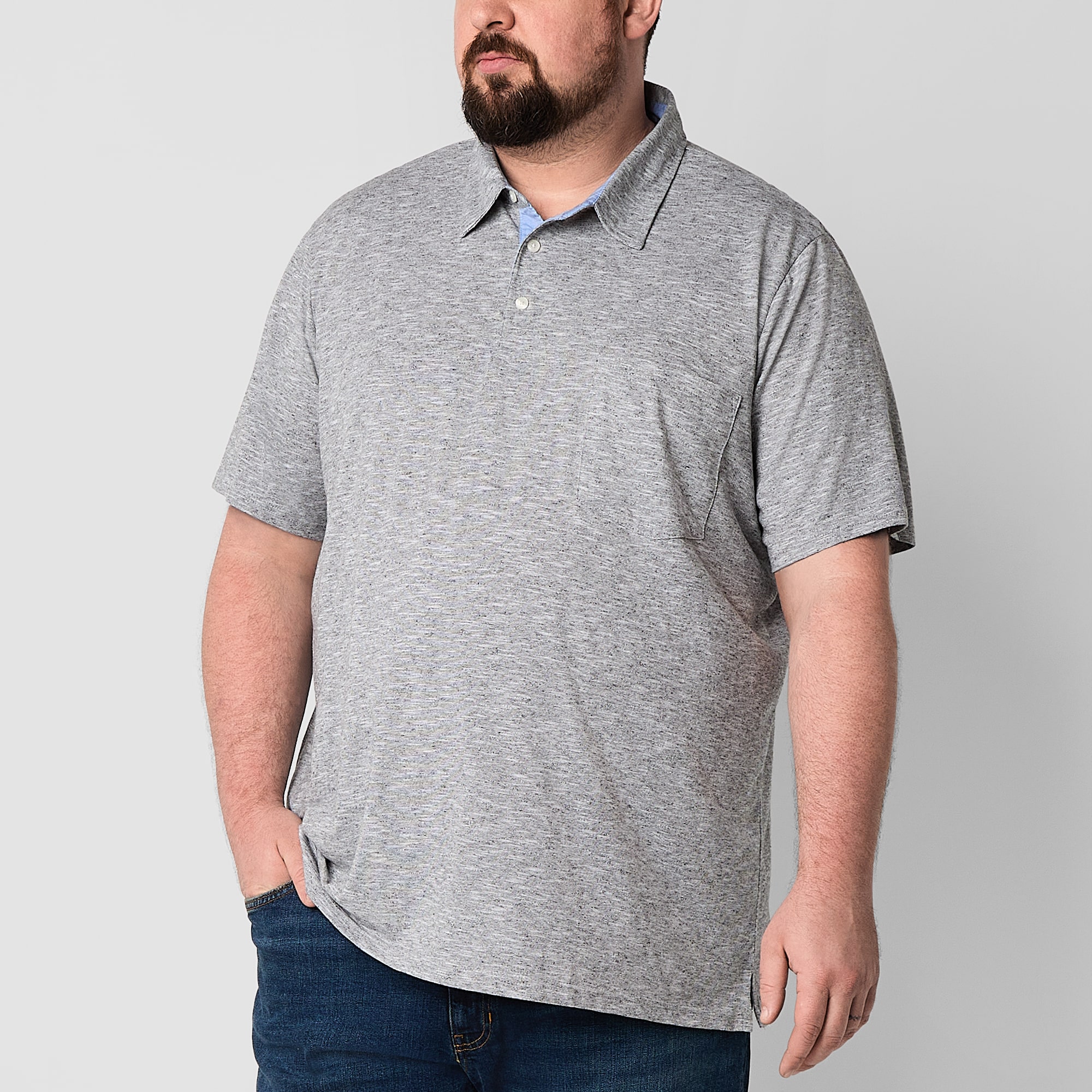 St. John's Bay Sueded Jersey Big and Tall Mens Classic Fit Short Sleeve Polo Shirt