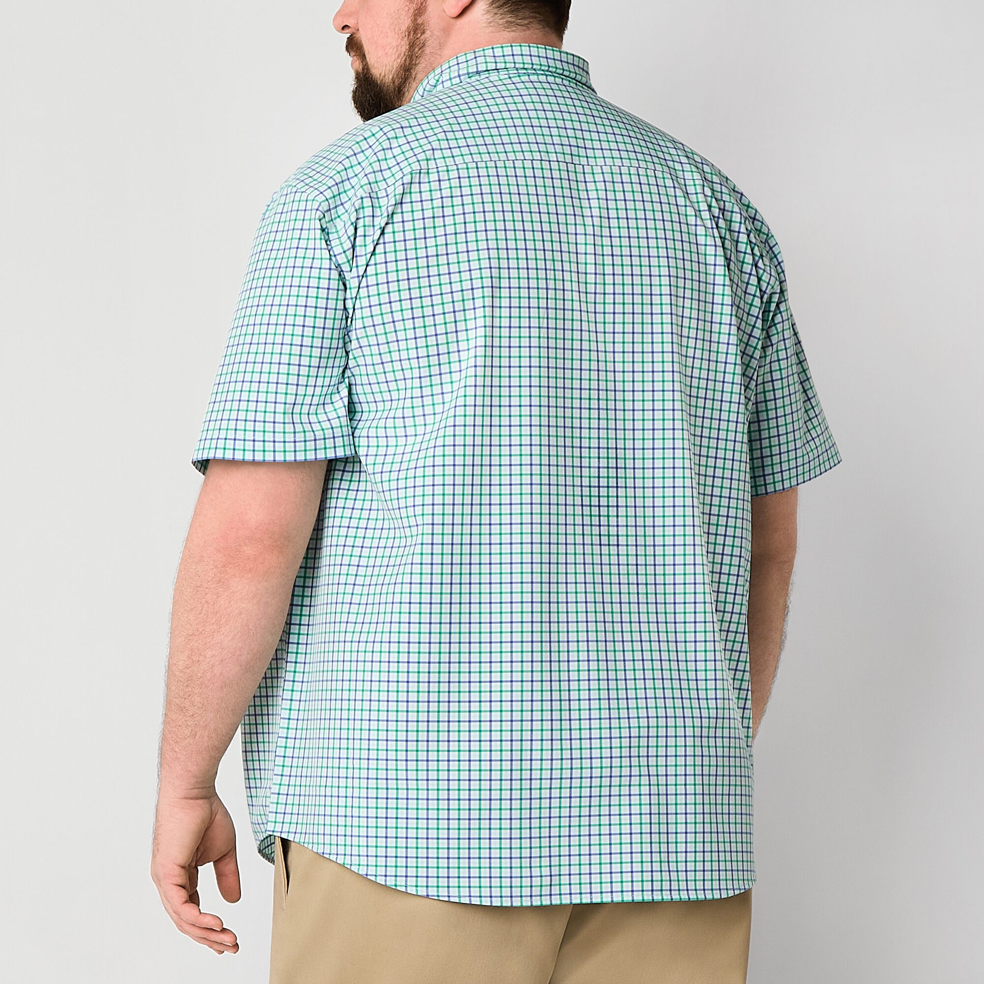 St. John's Bay Performance Mens Short Sleeve Classic Fit Big and Tall Button-Down Shirt