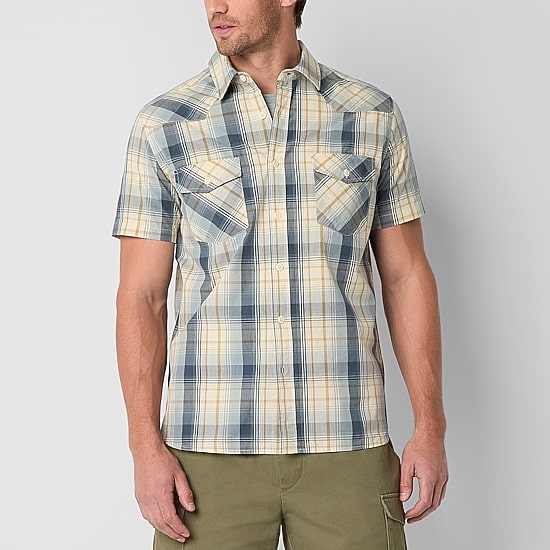 Frye and Co. Mens Short Sleeve Regular Fit Button-Down Shirt