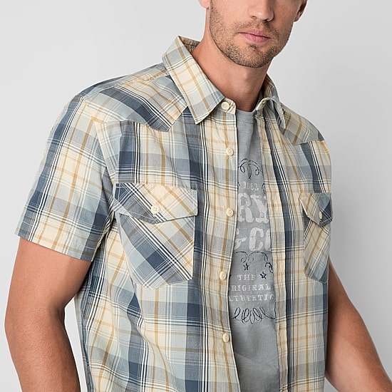 Frye and Co. Mens Short Sleeve Regular Fit Button-Down Shirt