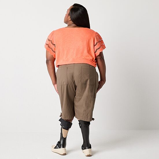 St. John's Bay Womens 11 1/2" Mid Rise Plus Adaptive Easy-on + Easy-off Bermuda Short