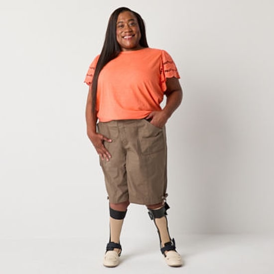 St. John's Bay Womens 11 1/2" Mid Rise Plus Adaptive Easy-on + Easy-off Bermuda Short