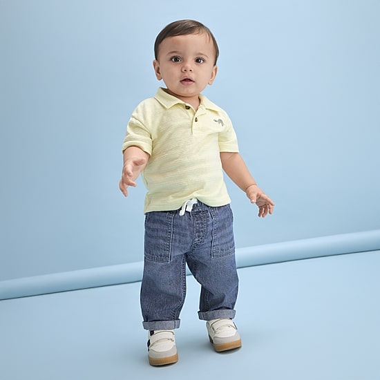 Okie Dokie Baby Boys Short Sleeve Regular Fit Polo Shirt