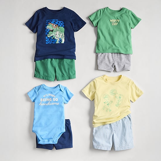 Okie Dokie Baby Boys Crew Neck Short Sleeve Rib Rib Bodysuit