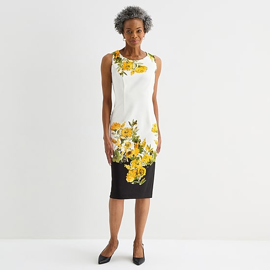 Maya Brooke Womens Crepe Floral Jacket Dress