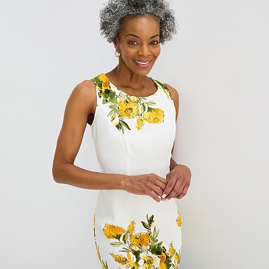 Maya Brooke Womens Crepe Floral Jacket Dress