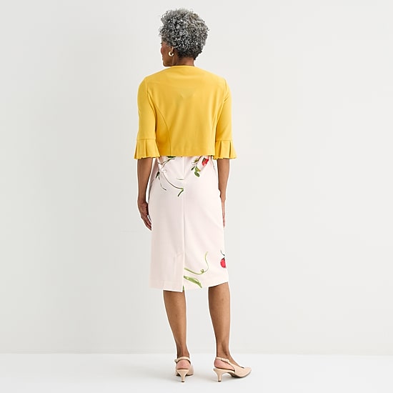 Maya Brooke Womens Crepe Floral Jacket Dress