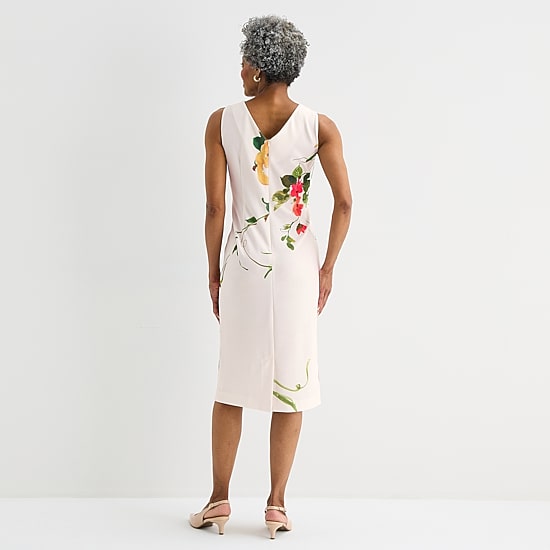 Maya Brooke Womens Crepe Floral Jacket Dress
