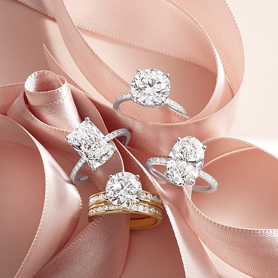 Grown Gorgeous (F, Vs2) Womens 4 7/8 Ct. T.W. Lab Grown White Diamond 14K Gold or Platinum Round Side Stone Engagement Ring