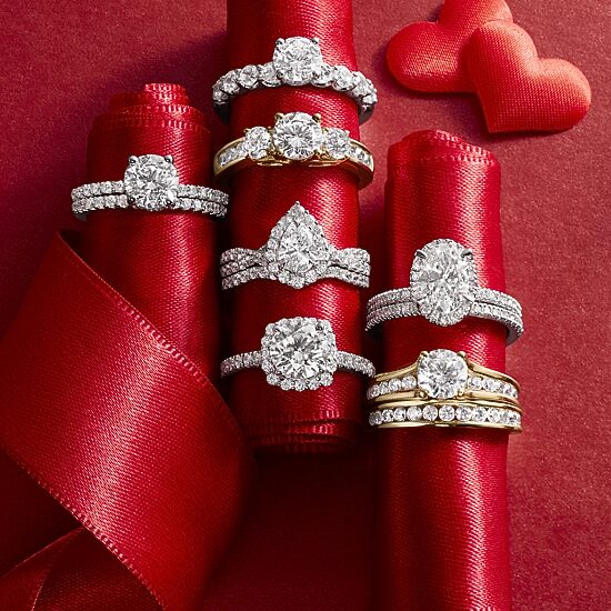 Signature By Modern Bride (F / Vs2) Womens 2 CT. T.W. Lab Grown White Diamond 10K Gold Side Stone Engagement Ring