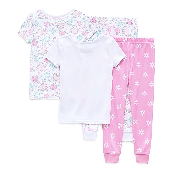 Toddler Girls Peppa Pig Crew Neck Short Sleeve 4-pc. Pajama Set