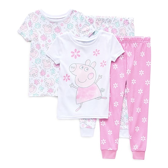 Toddler Girls Peppa Pig Crew Neck Short Sleeve 4-pc. Pajama Set