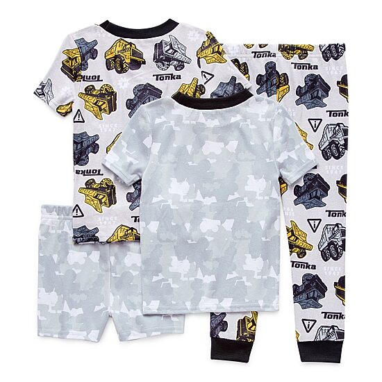 Toddler Boys Crew Neck Short Sleeve 4-pc. Pajama Set