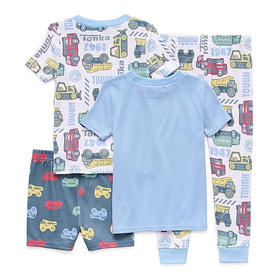 Toddler Boys Crew Neck Short Sleeve 4-pc. Pajama Set