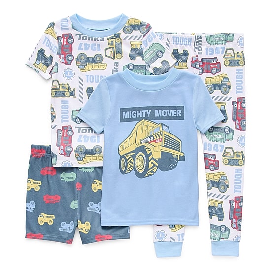 Toddler Boys Crew Neck Short Sleeve 4-pc. Pajama Set