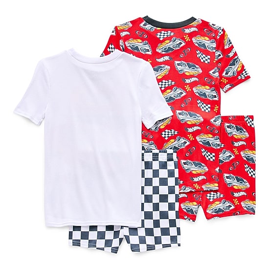 Little & Big Kid Boys Hot Wheels Crew Neck Short Sleeve 4-pc. Pajama Set