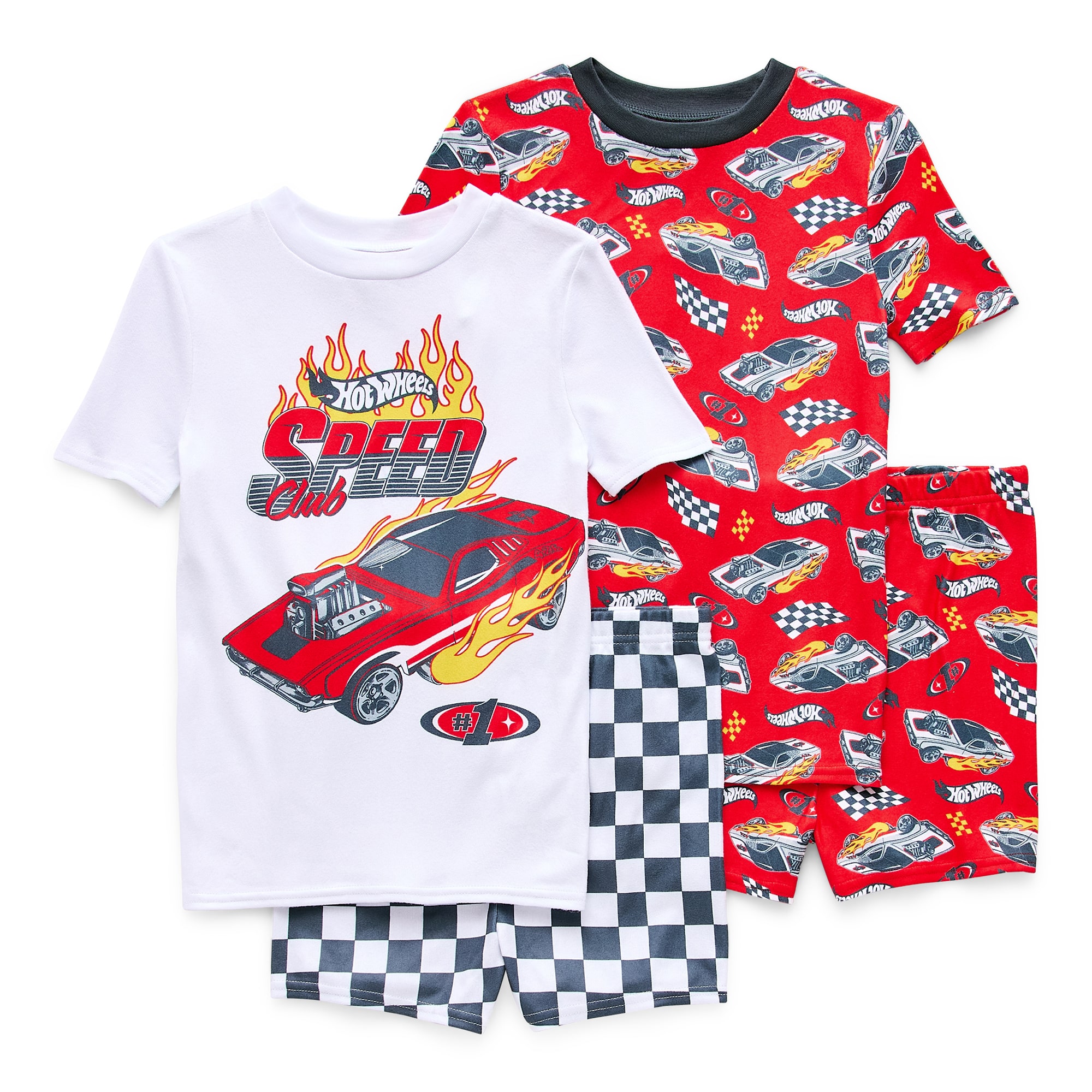 Little & Big Kid Boys Hot Wheels Crew Neck Short Sleeve 4-pc. Pajama Set