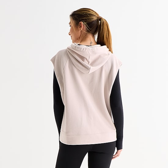Xersion Womens French Terry Hooded  Sleeveless Pullover Sweater