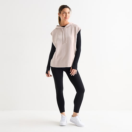 Xersion Womens French Terry Hooded  Sleeveless Pullover Sweater