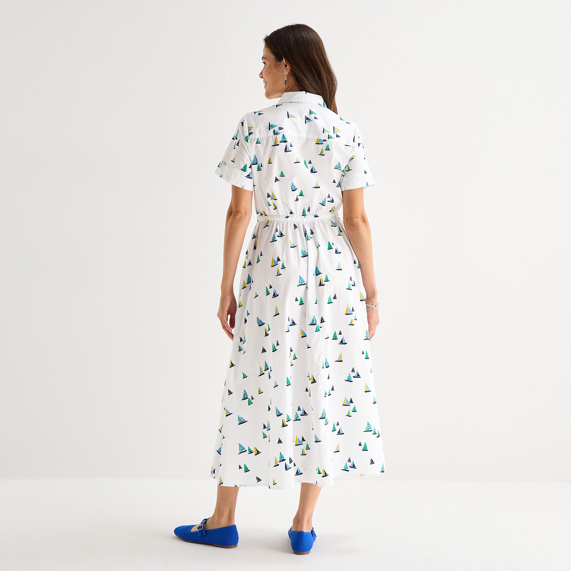 St. John's Bay Womens Short Sleeve Midi Shirt Dress