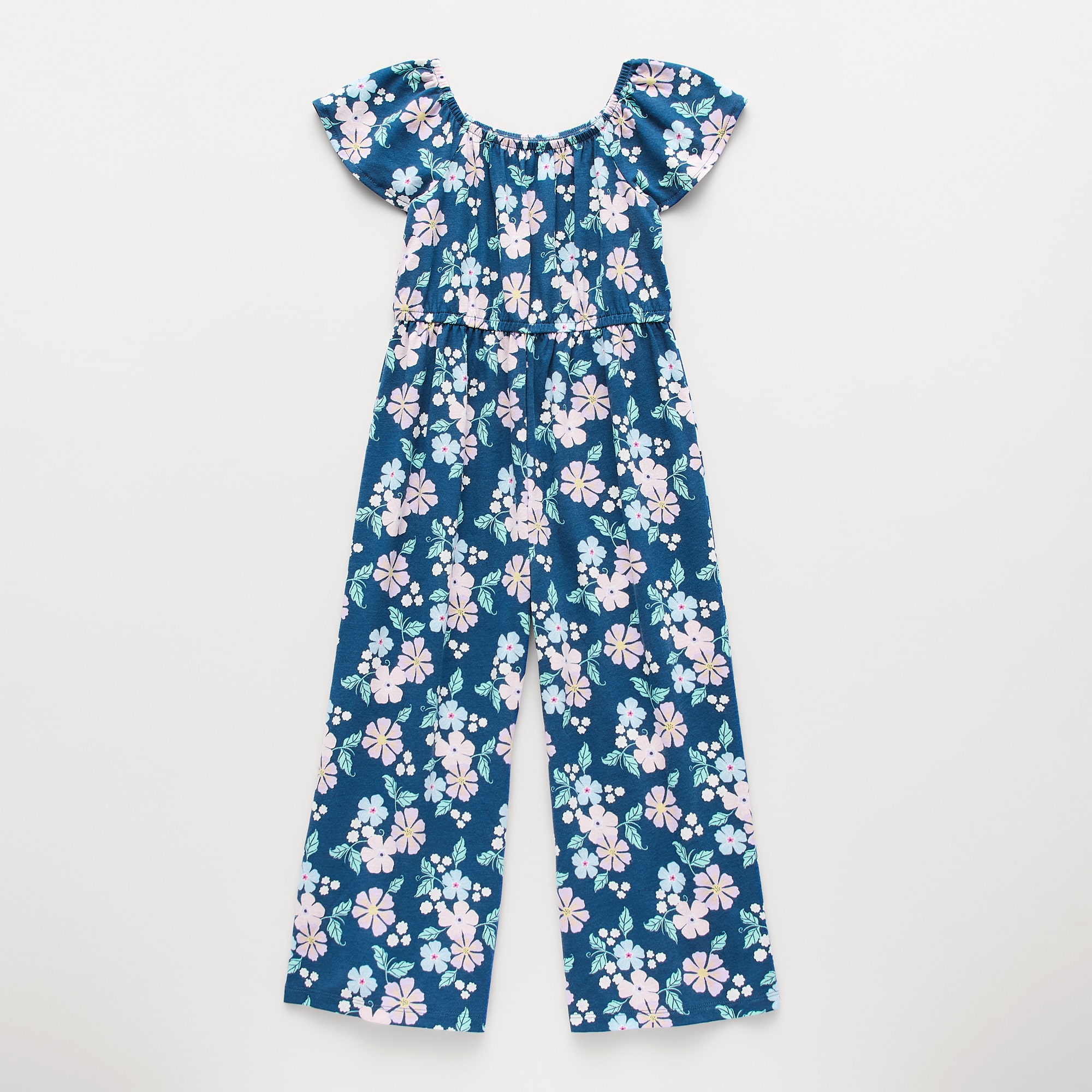 Thereabouts Little Girls Square Neck Short Sleeve Jumpsuit