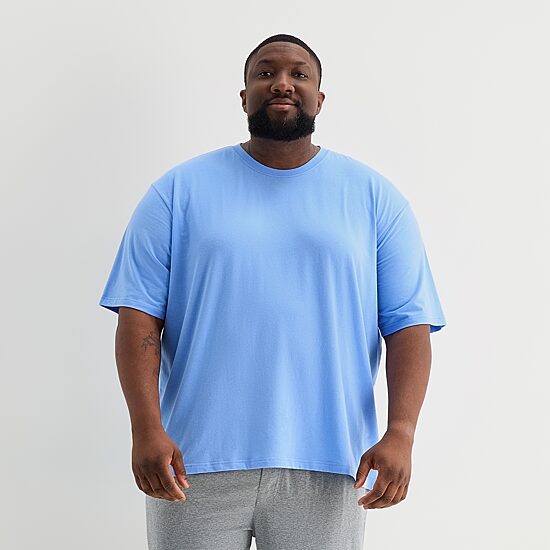 Stafford Super Soft Mens Crew Neck Short Sleeve Big and Tall Pajama Top