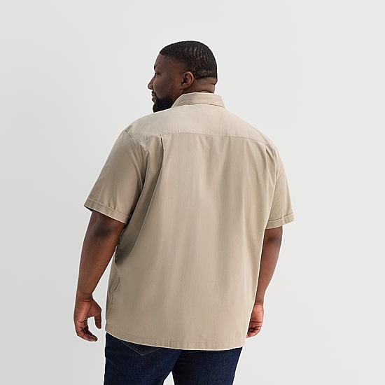 Shaquille O'Neal XLG™ Utility Pocket Mens Short Sleeve Regular Fit Big and Tall Button-Down Shirt