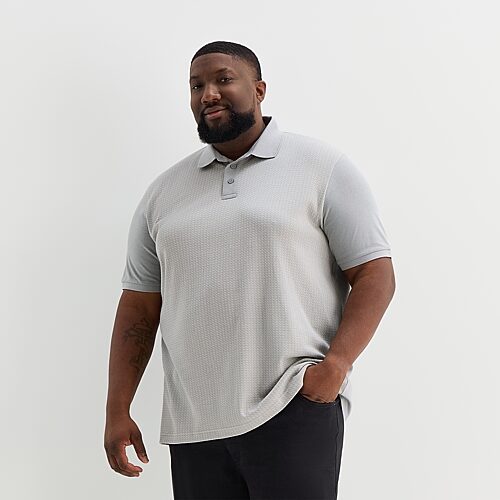 Shaquille O'Neal XLG Jacquard Big and Tall Mens Regular Fit Short Sleeve Polo Shirt, 3x-large, Gray