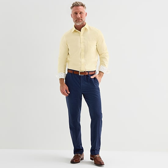 Stafford Chambray Mens Long Sleeve Regular Fit Button-Down Shirt