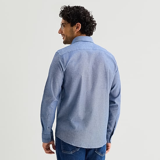 Stafford Chambray Mens Long Sleeve Regular Fit Button-Down Shirt