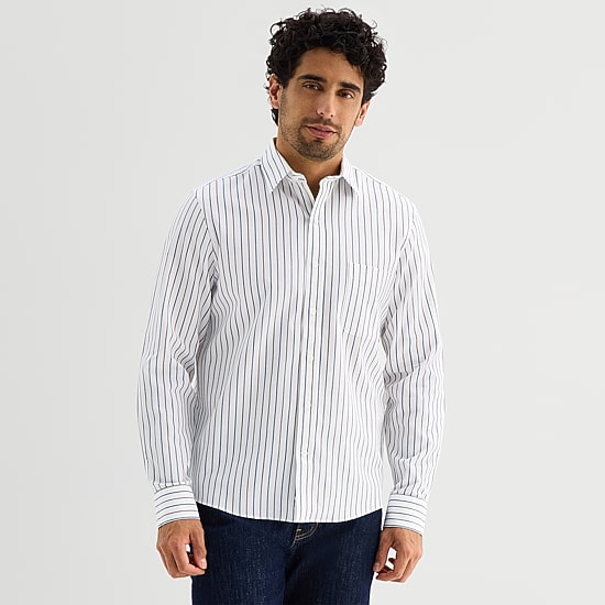 Stafford Stripe Mens Long Sleeve Regular Fit Button-Down Shirt