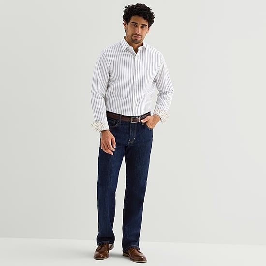 Stafford Stripe Mens Long Sleeve Regular Fit Button-Down Shirt