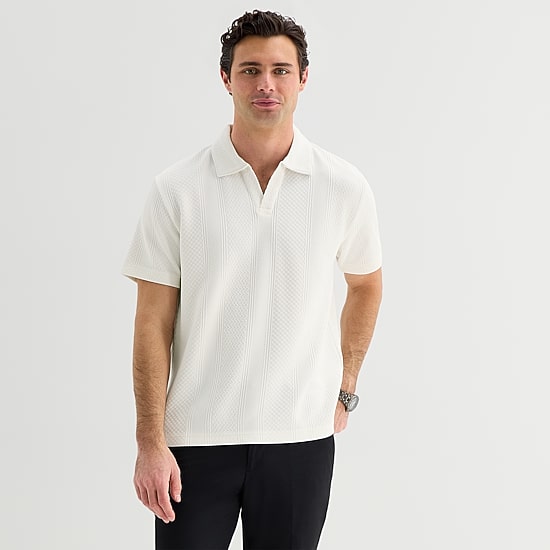 J. Ferrar Johnny Collar Mens Regular Fit Short Sleeve Polo Shirt