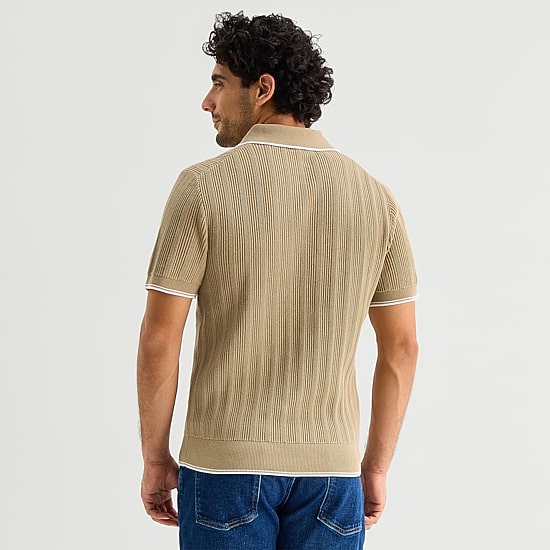 Stafford Johnny Collar Mens Short Sleeve Polo Sweater