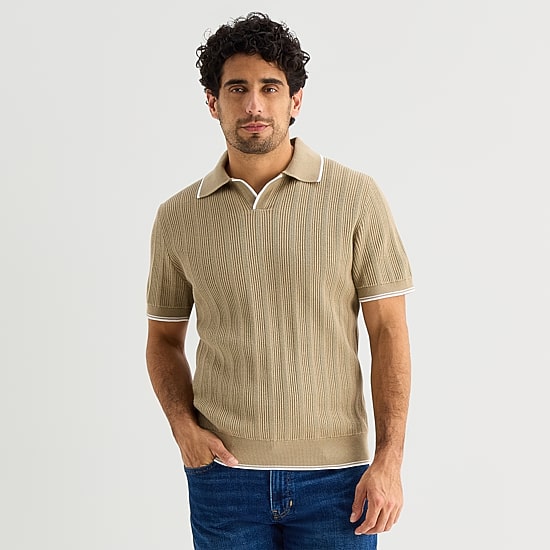 Stafford Johnny Collar Mens Short Sleeve Polo Sweater